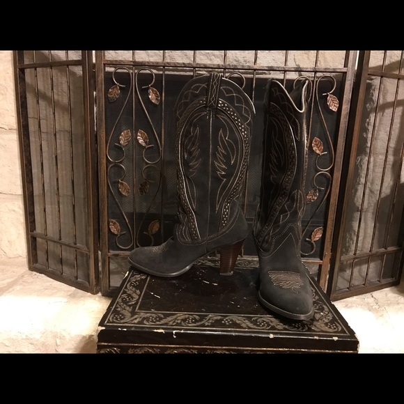 Brown Suede/Leather Western Boots. Size 7. - Picture 2 of 2